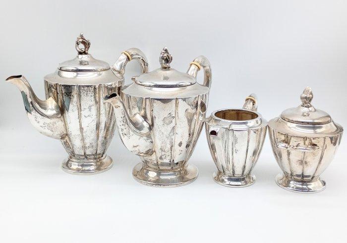 Koffie- en theeservies (4) - .800 zilver, Antiek en Kunst, Antiek | Goud en Zilver