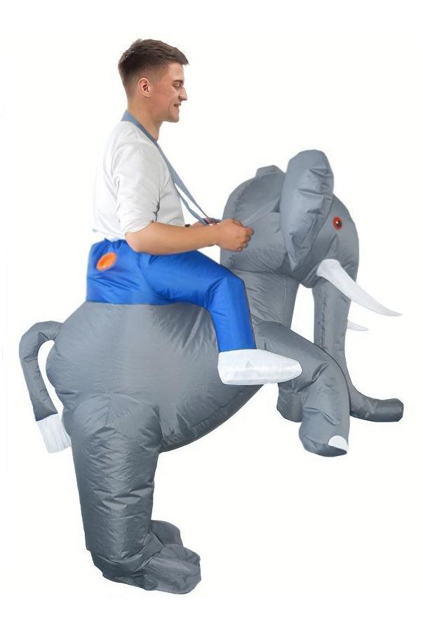 KIMU® Opblaas Kostuum Zittend Op Olifant Opblaasbaar Pak Oli, Kleding | Heren, Carnavalskleding en Feestkleding, Kleding, Nieuw