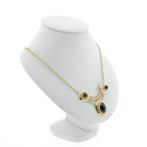Gouden collier met granaat stenen | 44 cm (vintage, ketting), Gebruikt, Overige kleuren, Ophalen of Verzenden, Met edelsteen