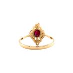 Gouden vintage ring met robijn en diamant 18 krt, Ophalen of Verzenden, Nieuw