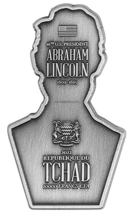 Tsjaad. 10.000 Francs 2022 Abraham Lincoln Shaped 2 Oz, Postzegels en Munten, Munten | Europa | Niet-Euromunten