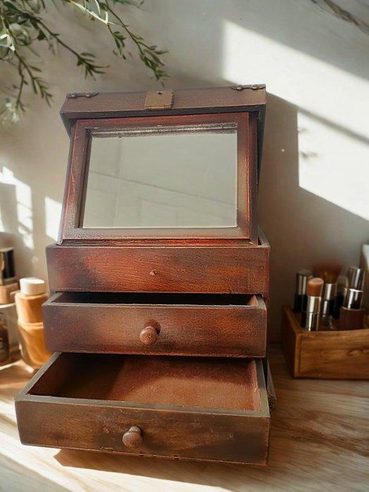 Sieradendoos - Fluweel, Hout - Exquisiet klassiek meubel, Antiek en Kunst, Curiosa en Brocante