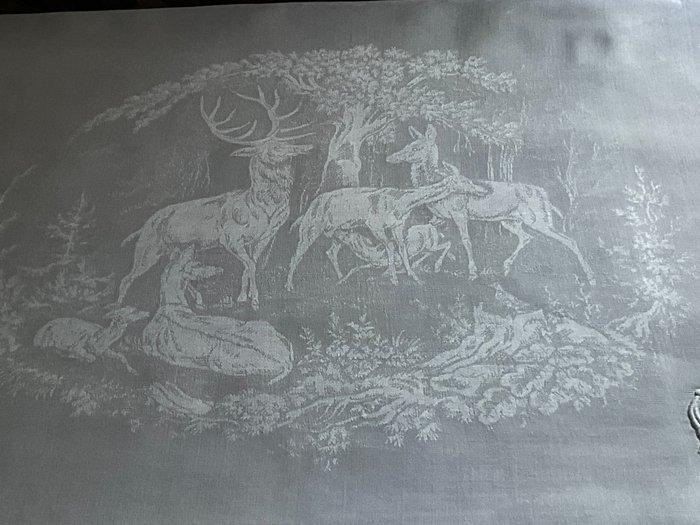 6 vroege 20e-eeuwse damast linnen servetten met, Antiek en Kunst, Antiek | Kleden en Textiel