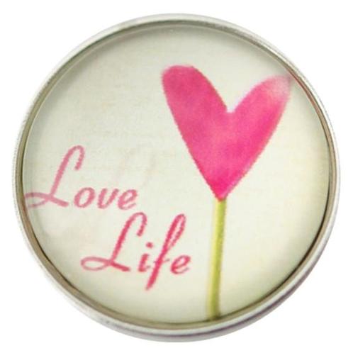 Fako Bijoux® - Click Button - Glas - Love Life Hart, Sieraden, Tassen en Uiterlijk, Armbanden, Verzenden