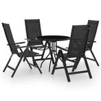 vidaXL 5-delige Bistroset zwart en atracietkleurig, Tuin en Terras, Verzenden, Nieuw, 4 zitplaatsen