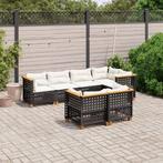 vidaXL 7-delige Loungeset met kussens poly rattan zwart, Verzenden, Nieuw, Rotan, Loungeset
