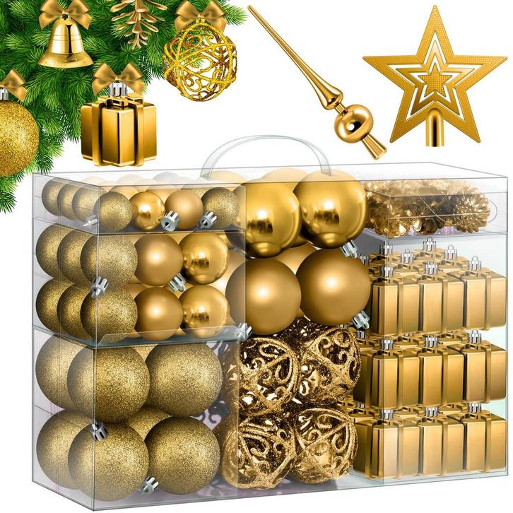 KESSER® Kerstballen plastic 102-delige Kerstversiering Set -, Huis en Inrichting, Woonaccessoires | Overige, Zo goed als nieuw