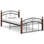 vidaXL Bedframe metaal en massief eikenhout zwart 120x200 cm, Verzenden, Zwart, Nieuw, Twijfelaar