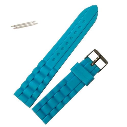 Fako® - Horlogebandje - Siliconen - 20mm - Lichtblauw, Sieraden, Tassen en Uiterlijk, Horloges | Heren, Verzenden