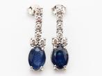 Zonder Minimumprijs - Oorbellen - 14 karaat Witgoud Saffier, Sieraden, Tassen en Uiterlijk, Oorbellen, Nieuw