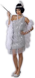 Charleston Jurk Zilver Dames, Kleding | Dames, Carnavalskleding en Feestkleding, Verzenden, Nieuw