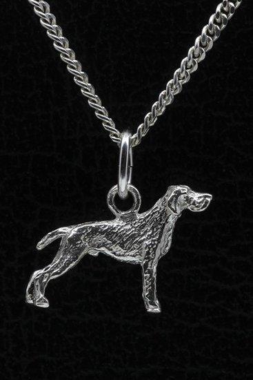 Zilveren Vizsla staande hond draadhaar ketting hanger - k..., Sieraden, Tassen en Uiterlijk, Kettinghangers, Verzenden