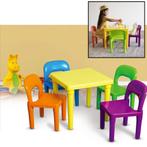 Kindertafel met stoeltjes van kunststof - 1 tafel en 4