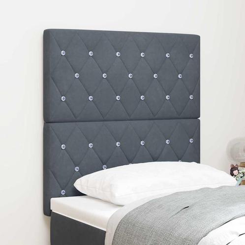 vidaXL Fluwelen Hoofdbord Geruit Donkergrijs 80 cm Fluweel, Huis en Inrichting, Slaapkamer | Bedden, Grijs, Nieuw, Stof, Verzenden