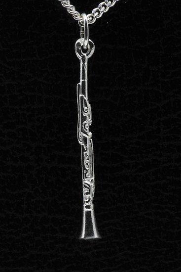 Zilveren Klarinet ketting hanger, Sieraden, Tassen en Uiterlijk, Kettinghangers, Verzenden