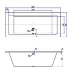 Ligbad Xellanz Santino SQ Inbouw 180x80x49 cm Acryl Mat Wit, Doe-het-zelf en Verbouw, Sanitair, Nieuw, Ophalen of Verzenden