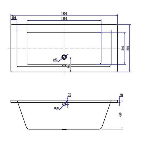 Ligbad Xellanz Santino SQ Inbouw 180x80x49 cm Acryl Mat Wit, Doe-het-zelf en Verbouw, Sanitair, Ophalen of Verzenden