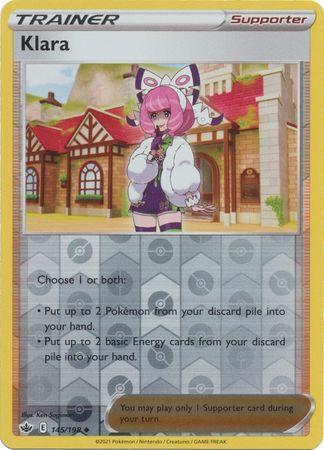 Klara 145/198 reverse holo Chilling Reign, Hobby en Vrije tijd, Verzamelkaartspellen | Pokémon, Losse kaart, Nieuw, Foil, Ophalen of Verzenden