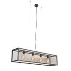 Industriële hanglamp zwart 118 cm met gaas 4-lichts - Cage, Huis en Inrichting, Lampen | Hanglampen, Nieuw, Overige stijlen