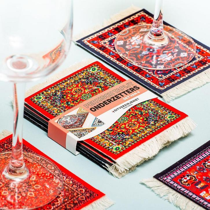 Perzisch Tapijt Onderzetters (Set Van 4), Huis en Inrichting, Woonaccessoires | Onderzetters, Verzenden