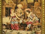 Gobelin / wandkleed met een hergbergtafereel omrand met