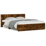 vidaXL Bedframe met hoofdeinde en LED gerookt eikenkleurig, Huis en Inrichting, Bruin, Verzenden, Overige maten, 200 cm