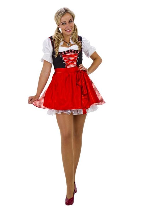 Trachtenspaß Dirndl rood-wit geruit/zwart, Hobby en Vrije tijd, Feestartikelen, Nieuw, Verzenden