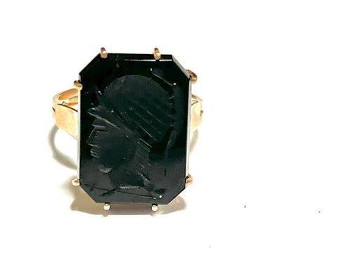 Ring - 14 karaat Roségoud Onyx, Sieraden, Tassen en Uiterlijk, Ringen
