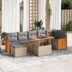 vidaXL 7-delige Loungeset met kussens poly rattan acacia, Verzenden, Nieuw, Loungeset