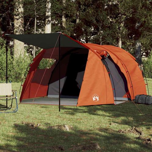 vidaXL Tunneltent 4-persoons waterdicht grijs en oranje, Caravans en Kamperen, Tenten, Nieuw, tot en met 2, Verzenden
