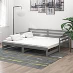 vidaXL Slaapbank uitschuifbaar massief grenenhout grijs, 90 cm, Eenpersoons, Verzenden, Nieuw
