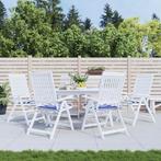 vidaXL Tuinstoelkussens 6 st gestreept 40x40x4 cm stof wit, Verzenden, Nieuw