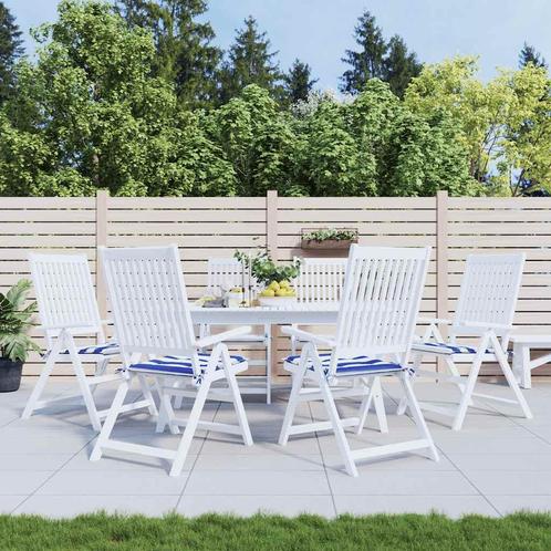 vidaXL Tuinstoelkussens 6 st gestreept 40x40x4 cm stof wit, Huis en Inrichting, Woonaccessoires | Kussens, Nieuw, Verzenden