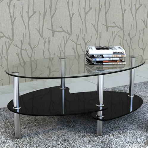 vidaXL Salontafel met exclusief ontwerp zwart, Huis en Inrichting, Tafels | Salontafels, Nieuw, 50 tot 100 cm, Glas, Minder dan 50 cm