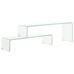 vidaXL 2-delige salontafelset 90x30x20/110x30x40 cm gehard, Huis en Inrichting, Minder dan 50 cm, 50 tot 100 cm, Verzenden, Nieuw