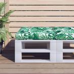 vidaXL Palletkussen bladpatroon 60x61,5x10 cm stof, Huis en Inrichting, Woonaccessoires | Kussens, Verzenden, Nieuw, Groen