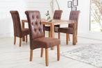 Elegante stoel CASA vintage bruin met decoratieve knopen, Nieuw, Ophalen of Verzenden