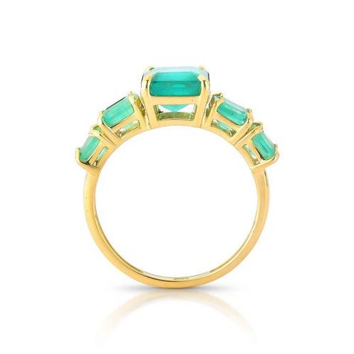 Ring - 14 karaat Geel goud - 3.65ct. tw. Smaragd - Smaragd, Sieraden, Tassen en Uiterlijk, Ringen