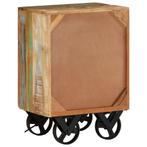 Nachtkastje met wieltjes 40x30x57 cm massief gerecycled hout, Nieuw, Verzenden