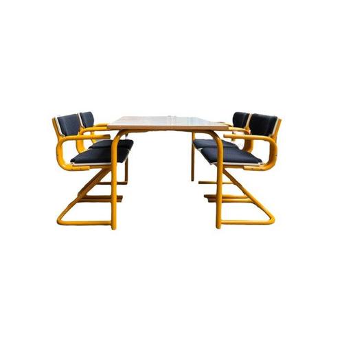 Zitgroep - Hout, Metaal, Textiel - Vintage-Set bestaat uit, Antiek en Kunst, Kunst | Designobjecten