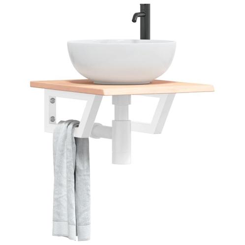 vidaXL Badkamer wandschap staal en massief eikenhout, Huis en Inrichting, Tafels | Kaptafels, Nieuw, Verzenden