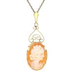 Gouden vintage hanger met camee 14 kt, Sieraden, Tassen en Uiterlijk, Kettinghangers, Ophalen of Verzenden, Nieuw