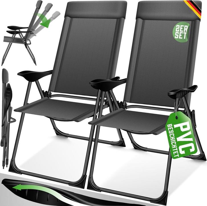 Tuinstoelen verstelbaar - Ligstoel - Set van 2 - Antraciet -, Tuin en Terras, Overige Tuin en Terras, Nieuw, Verzenden