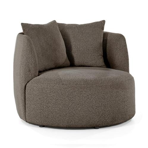 *WOONWINKEL* Eleonora Louis Ronde Boucle Fauteuil Bruin, Huis en Inrichting, Fauteuils, Nieuw, Verzenden