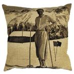 gobelin kussen sepia ski man 45x45cm, Verzenden, Nieuw