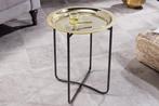 Ronde bijzettafel CASABLANCA 50cm messing goud zwart, Huis en Inrichting, Tafels | Sidetables, Ophalen of Verzenden, Nieuw