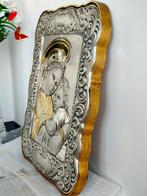 sculptuur, Madonna con Bambino - 40 cm - .925 zilver, Antiek en Kunst