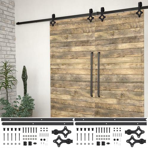vidaXL Hardwaresets voor schuifdeuren 2 st 200 cm staal, Doe-het-zelf en Verbouw, IJzerwaren en Bevestigingsmiddelen, Nieuw, Verzenden
