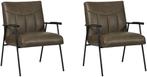 Grijze leren industriële retro fauteuils - Granada leer Ash, Huis en Inrichting, Fauteuils, Nieuw, Ophalen of Verzenden, Industrieel