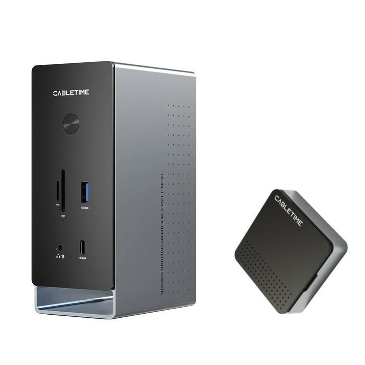 Cabletime USB C  16 in 1 Docking Station incl SSD behuizing, Computers en Software, Dockingstations, Docking station, Nieuw, Laptop